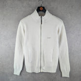 Firetrap Jumper Mens Large L knitted Y2K Full Zip Ivory Cardigan